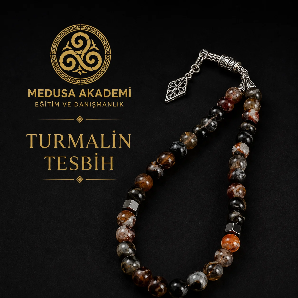 33'lü Doğal Turmalin Tesbih 1 33'lü Doğal Turmalin Tesbih